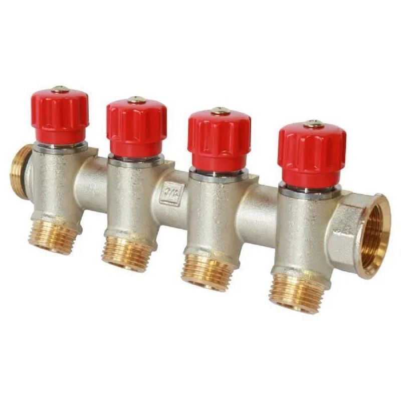 COLLECTEUR A ROBINET INTEGRÉ ROUGE MF 3/4 - 4 DÉPARTS M 1/2