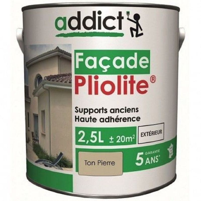 ADDICT Façade 100% pliolite - Conditionnement : 2,5L, Couleur : ton pierre