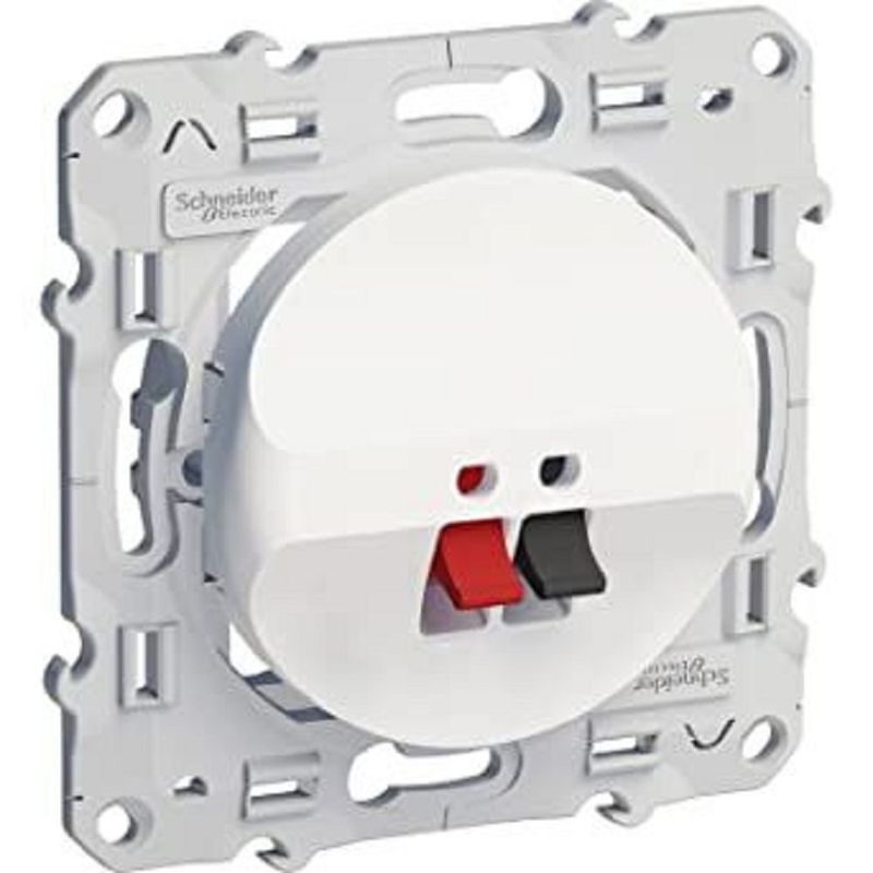 Odace - prise haut-parleur 1 sortie - blanc - fixation par vis - bornes pression