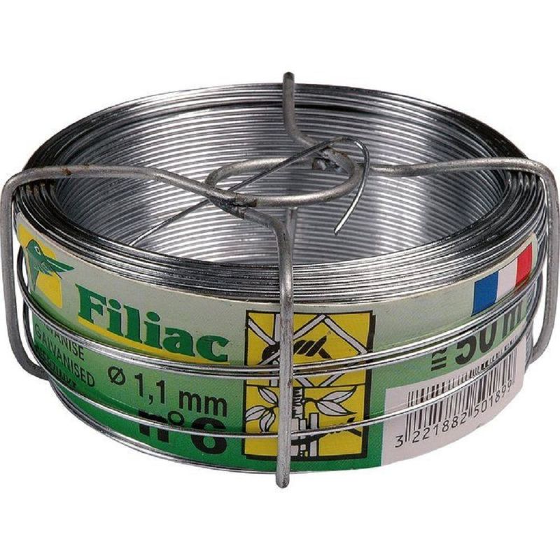FIL D'ATTACHE FILIAC - ACIER GALVANISÉ - LONGUEUR 50 M N°8