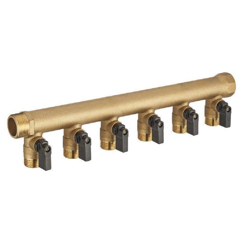 COLLECTEUR MF 3/4 - 6 DÉPARTS M 1/2 AVEC VANNES MONOBLOC VRAC ÉTIQUETÉ