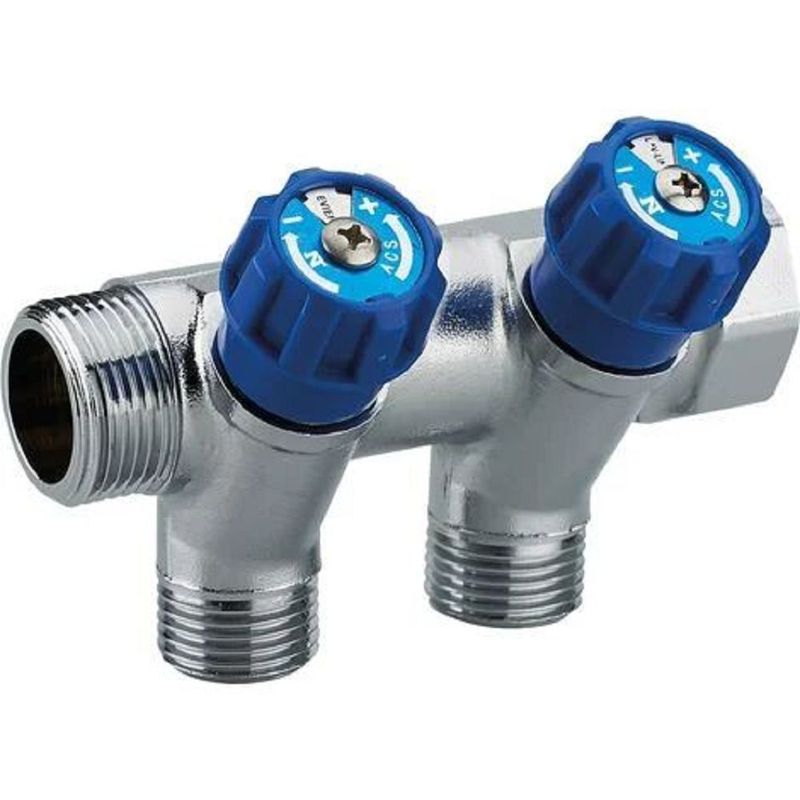 COLLECTEUR A ROBINET INTEGRÉ BLEU MF 3/4 - 2 DÉPARTS M 1/2