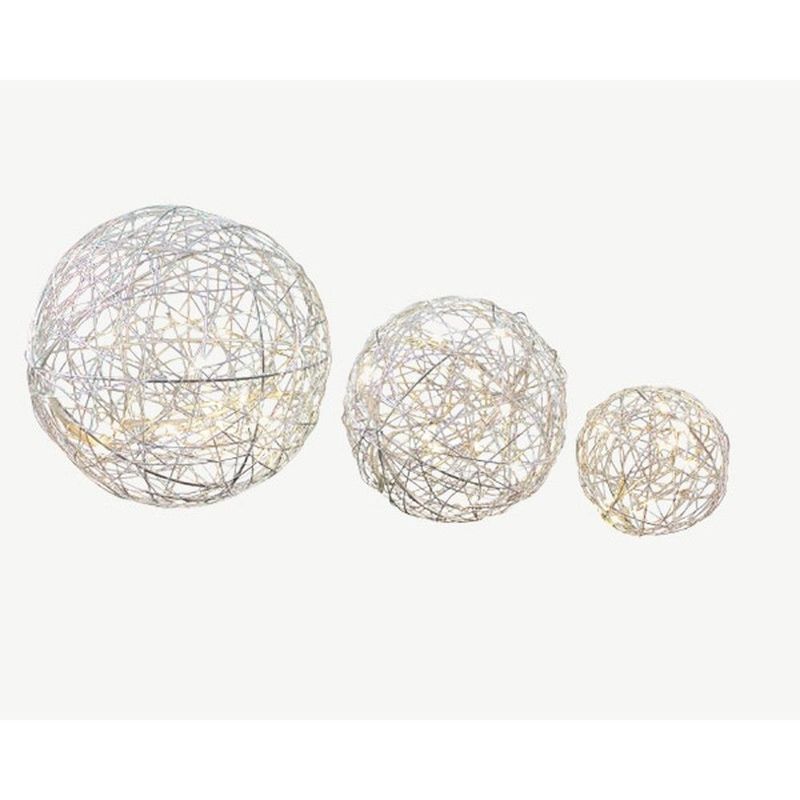 3 BOULES EN METAL MICRO LED BLC CHD