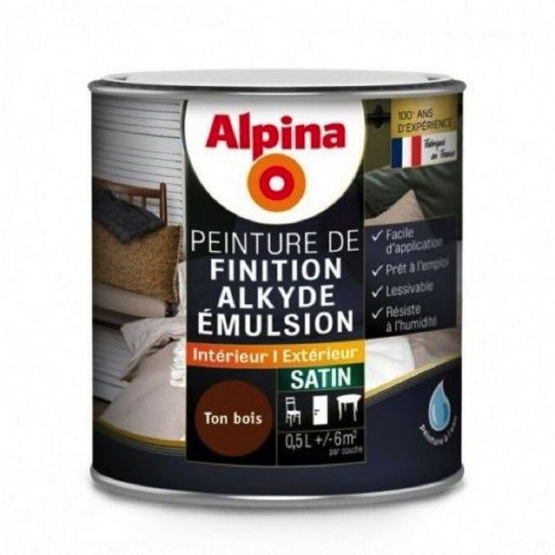 ALKYDE EMULSION SATIN 0.5L TON BOIS