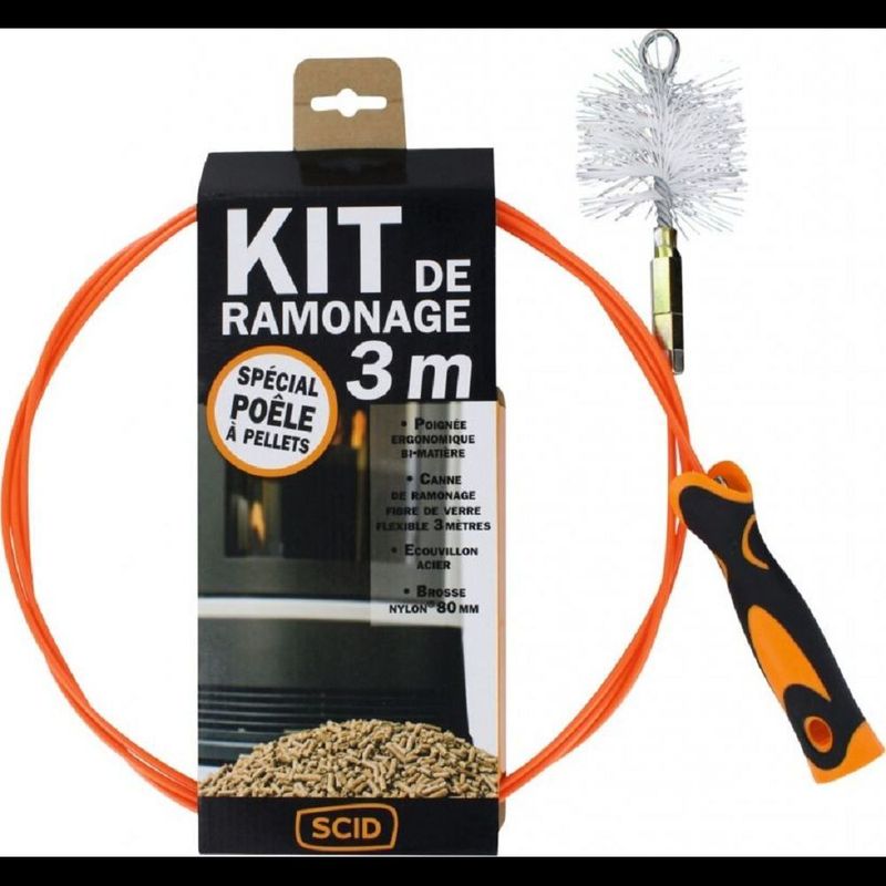 KIT DE RAMONAGE SPÉCIAL POÊLE À PELLETS SCID - LONGUEUR 3 M