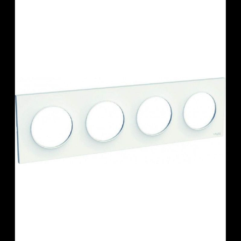 Odace Styl, plaque Blanc 4 postes horizontaux ou verticaux entraxe 71mm