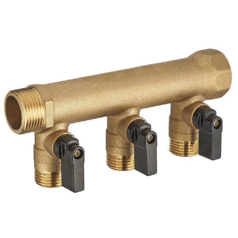 COLLECTEUR MF 3/4 - 3 DÉPARTS M 1/2 AVEC VANNES MONOBLOC VRAC ÉTIQUETÉ