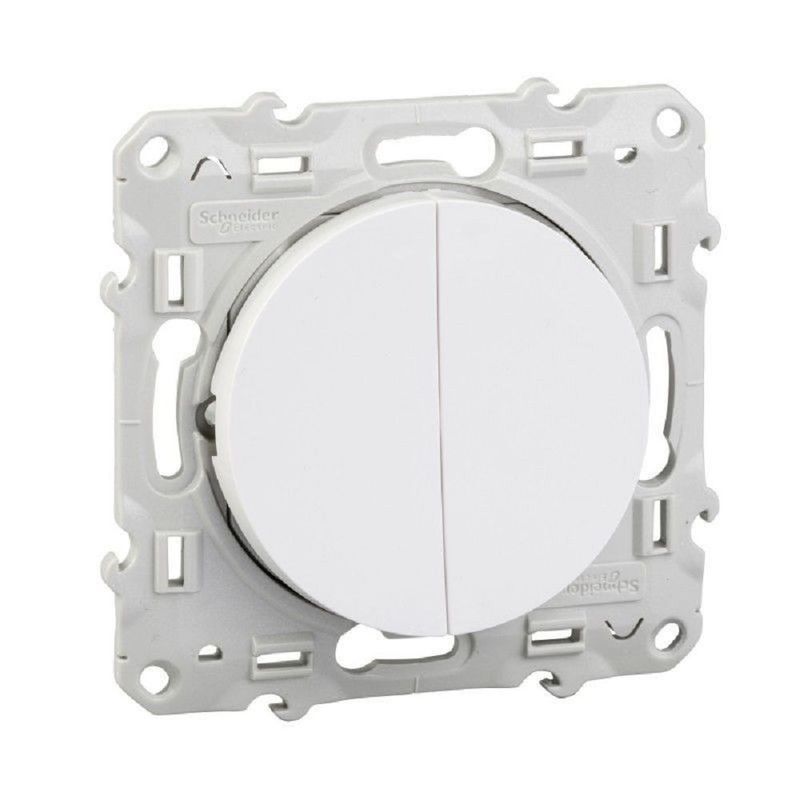 Odace, double poussoir Blanc, à vis, connexion rapide