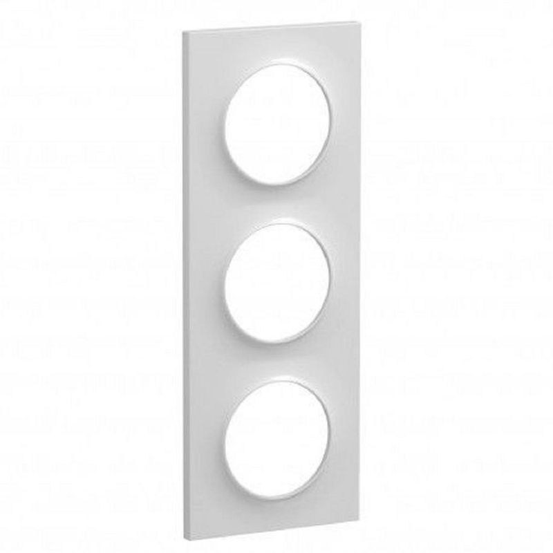 Odace Styl, plaque Blanc 3 postes horizontaux ou verticaux entraxe 71mm