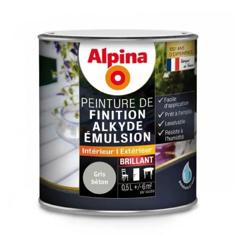 ALKYDE EMULSION BRILLANT 0,5 L GRIS BETON
